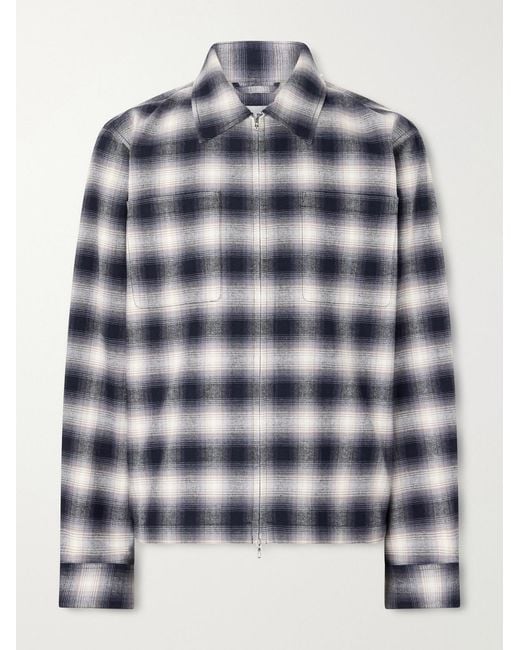Corridor NYC Blue Zoclao Checked Zip-Up Cotton Jacket for men