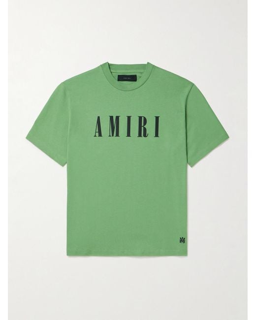 Amiri Green Logo-print Cotton-jersey T-shirt for men