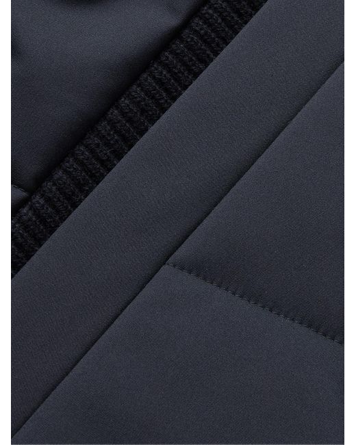Loro Piana Blue Cashmere-Trimmed Quilted Softshell Hooded Jacket for men