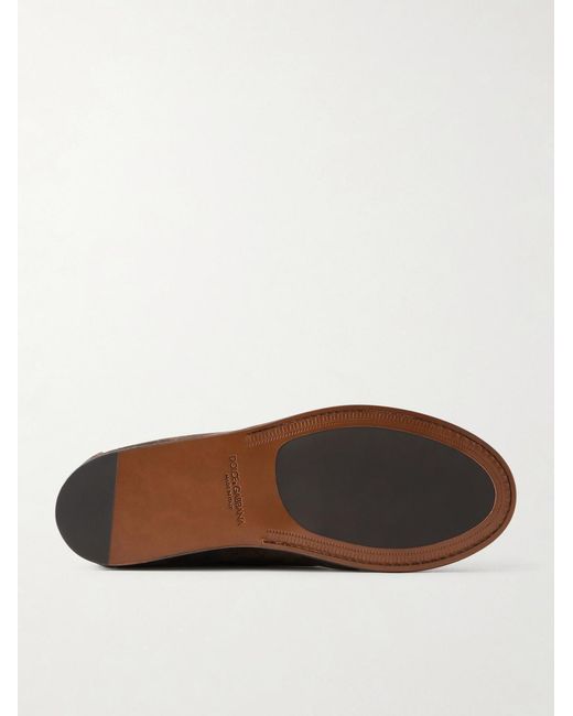 Dolce & Gabbana Brown Crosta Suede Loafers for men