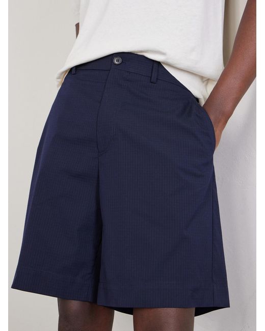 Slowear Blue Cotton-Ripstop Shorts for men