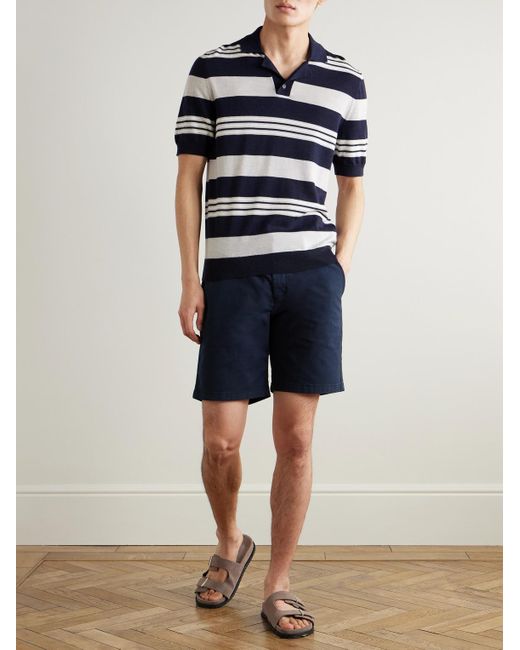 Mr P. Blue Straight-Leg Garment-Dyed Cotton-Blend Twill Bermuda Shorts for men