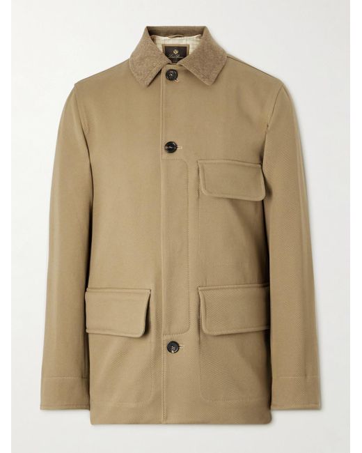 Loro Piana Natural Barth Caban Felt And Leather-Trimmed Cotton-Gabardine Jacket for men