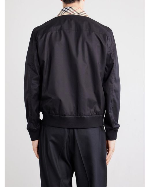 Burberry Black Checked Logo-Embroidered Cotton Blouson Jacket for men