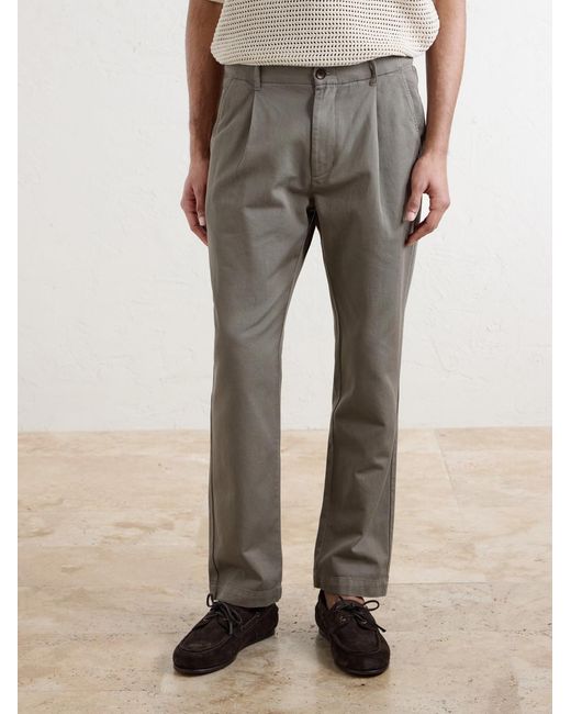 Mr P. Gray Daniel Tapered Pleated Cotton-Canvas Trousers for men