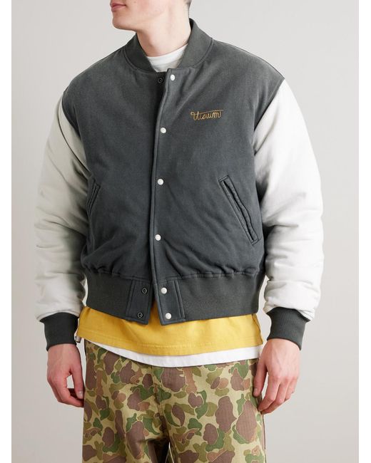 Visvim Blue Varsity Era Embroidered Padded Cotton Down Jacket for men