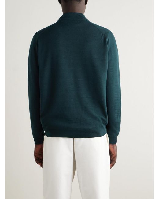 John Smedley Green 16.Singular Merino Wool Zip-Up Cardigan for men