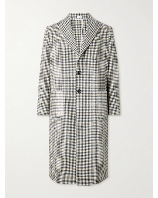 Thom Browne Gray Checked Wool-Tweed Coat for men