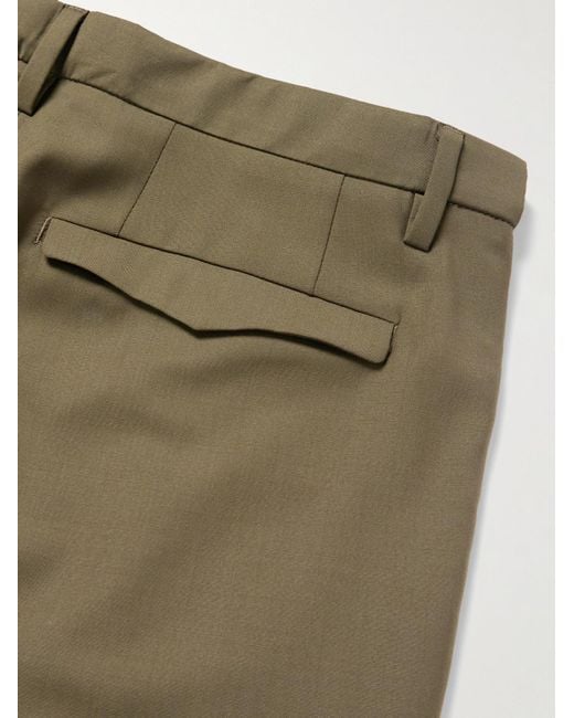 Barena Green Masco Slim-Fit Straight-Leg Pleated Virgin Wool Trousers for men