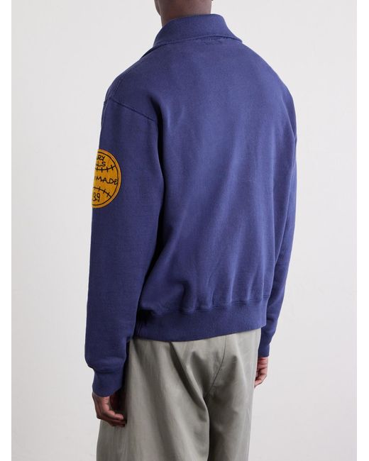 Human Made Blue Logo-Print Cotton-Jersey Zip-Up Sweatshirt for men