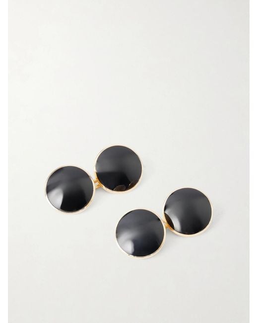 Tom Ford Black 18Kt Onyx Round Cufflinks for men