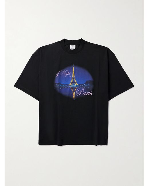Vetements Blue Oversized Printed Cotton-jersey T-shirt for men