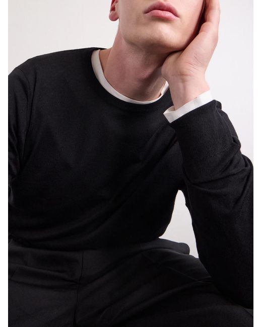 William Lockie Blue Merino Wool Sweater for men
