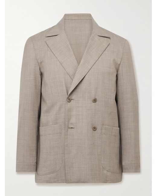 STÒFFA Gray Unstructured Double-Breasted Wool Suit Jacket for men