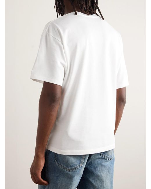 Saint Laurent White Logo-Appliquéd Cotton And Modal-Blend Jersey T-Shirt for men