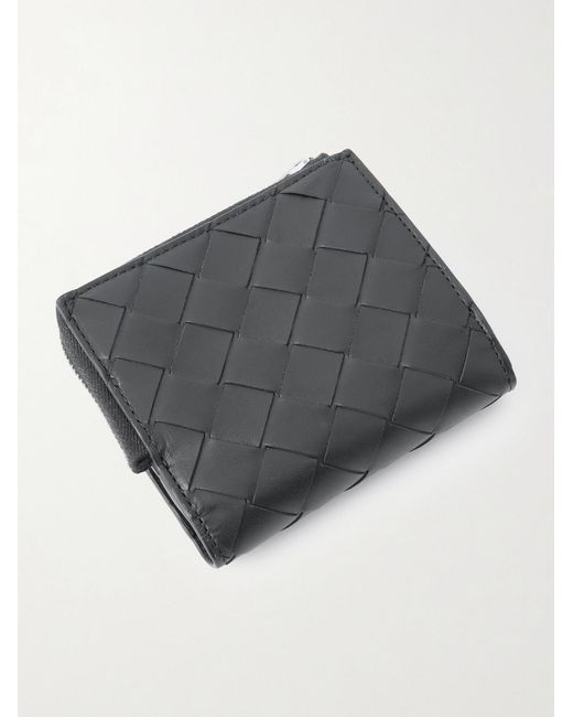 Bottega Veneta Gray Intrecciato Leather Zip-Around Wallet for men