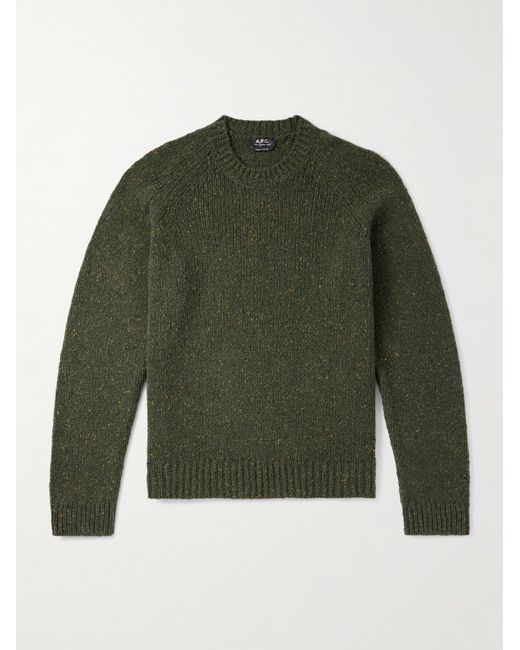 A.P.C. Green Harris Flecked Merino Wool Sweater for men