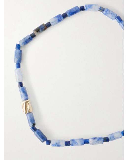 Luis Morais Blue 14-Karat Glass Beaded Bracelet for men