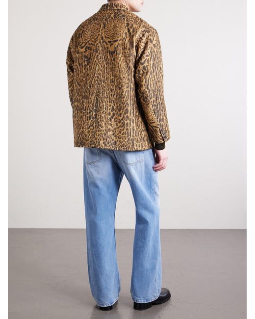 Visvim Brown Bowen Leopard-print Silk Blazer for men