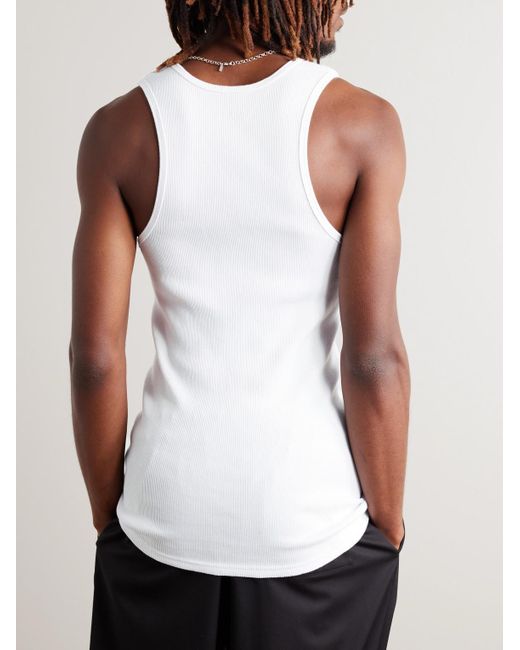 Neighborhood White Two-pack Logo-print Ribbed Cotton-jersey Tank Tops for men