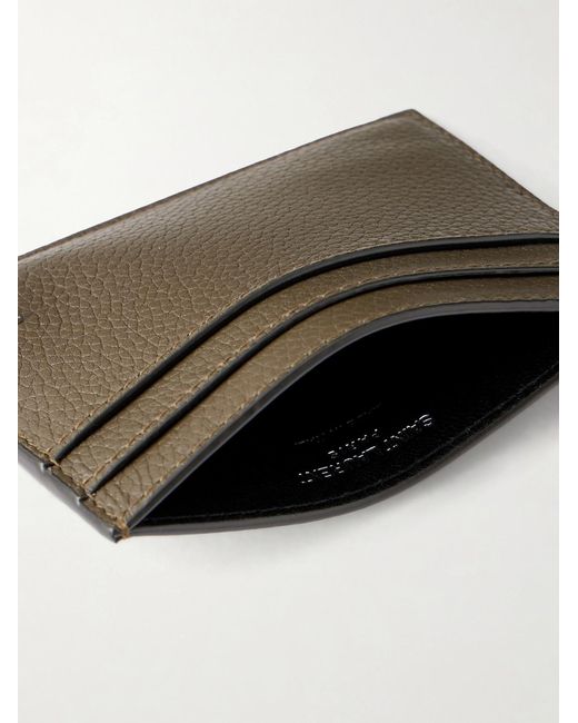 Saint Laurent Natural Tiny Cassandre Logo-appliquéd Full-grain Leather Cardholder for men