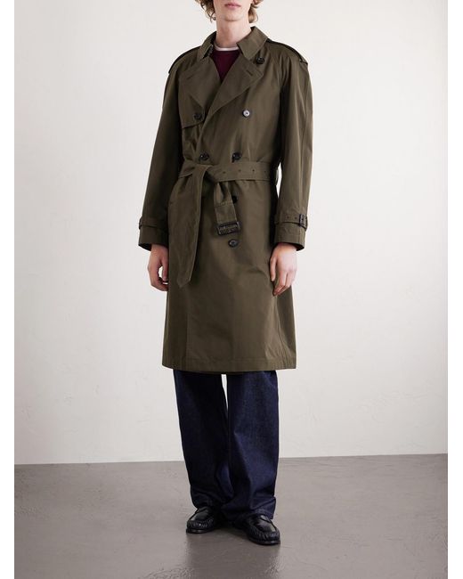 Burberry Green Cotton-Gabardine Trench Coat for men