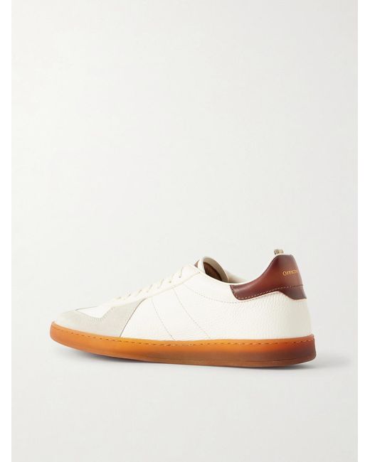 Officine Creative White Militia 001 Suede-Trimmed Full-Grain Deerskin Sneakers for men