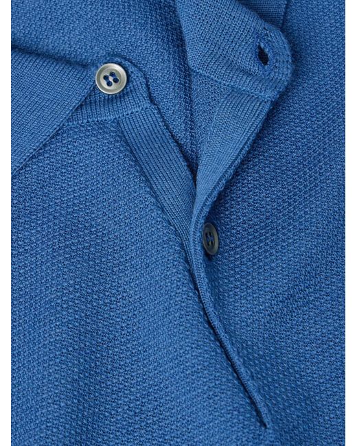 John Smedley Blue 14.Singular Wool-Piqué Polo Shirt for men