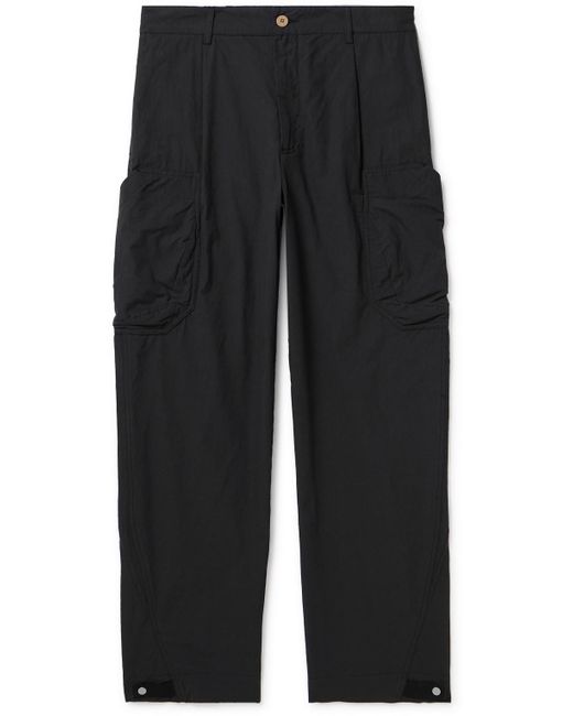Folk Black Prism Straight-leg Washed Cotton-poplin Cargo Trousers for men