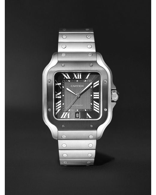 Cartier Black Santos De Automatic 39.8mm Interchangeable Steel And Rubber Watch for men