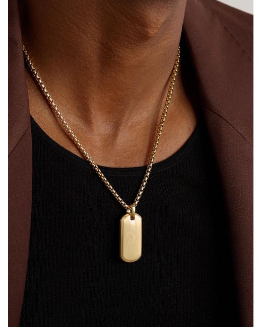 Chevron Tag Brushed 18-Karat Pendant di David Yurman in Black da Uomo