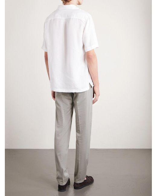 Eleventy Gray Straight-leg Pleated Stretch Cotton And Silk-blend Trousers for men
