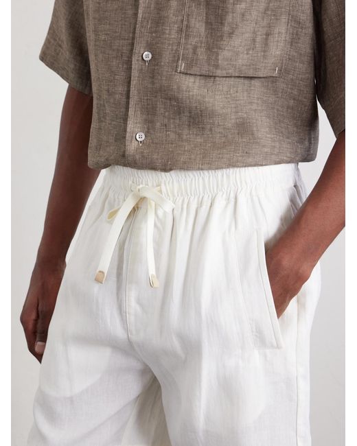 Eleventy White Straight-leg Linen Shorts for men