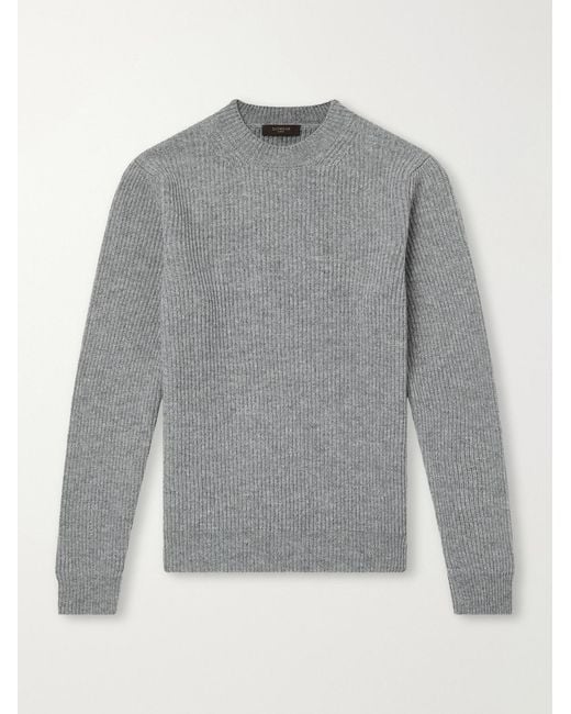 Slowear Gray Zanone Slim-Fit Ribbed Wool Sweater for men