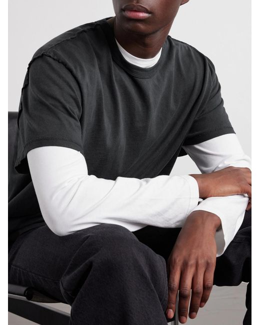 Les Tien Black Inside Out Heavyweight Cotton-Jersey T-Shirt for men