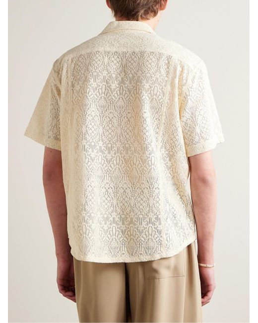 Camicia in misto cotone crochet con colletto aperto Alhambra di Corridor NYC in Natural da Uomo