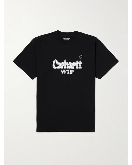 Carhartt Black Spree Halftone Logo-print Organic Cotton-jersey T-shirt for men