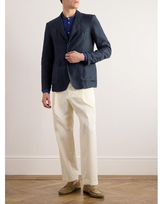Barena Blue Rizzo Unstructured Garment-dyed Silk Blazer for men