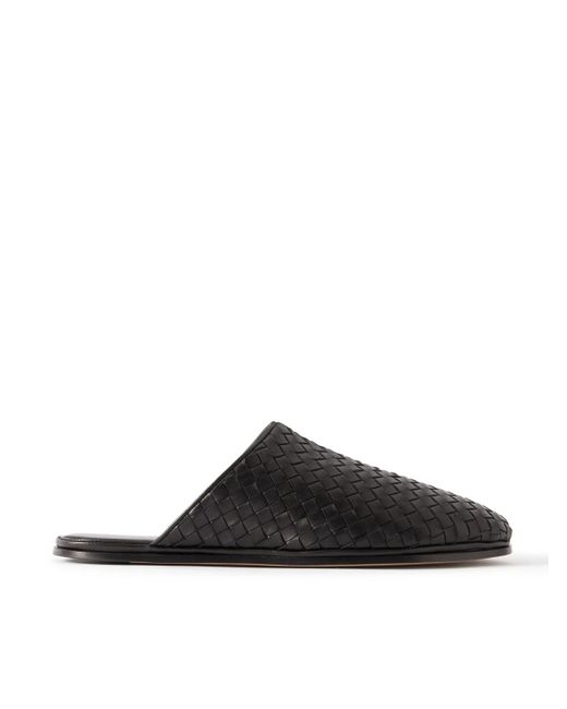 Bottega Veneta Black Intrecciato Leather Slippers for men