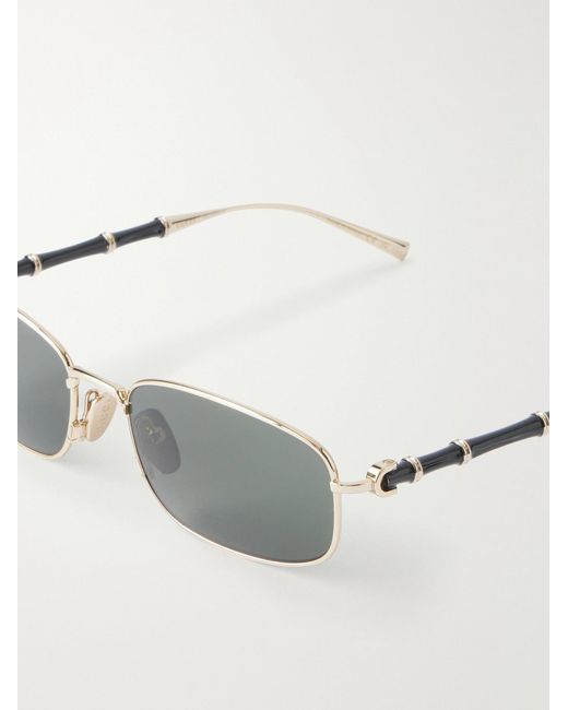 Gucci Metallic Bamboo Square-Frame-Tone And Acetate Sunglasses for men