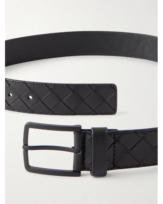 Bottega Veneta Black 3.5Cm Intrecciato Leather Belt for men