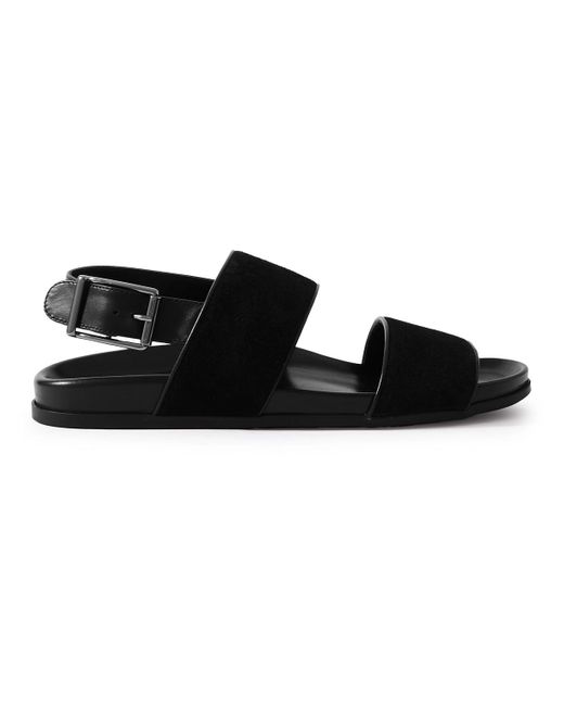 Manolo Blahnik Black Golby Suede And Leather Sandals for men