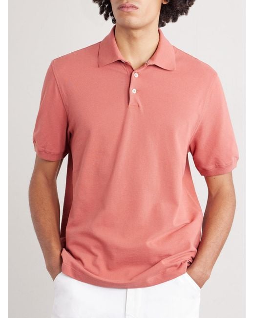 Brunello Cucinelli Pink Slim-fit Cotton-piqué Polo Shirt for men