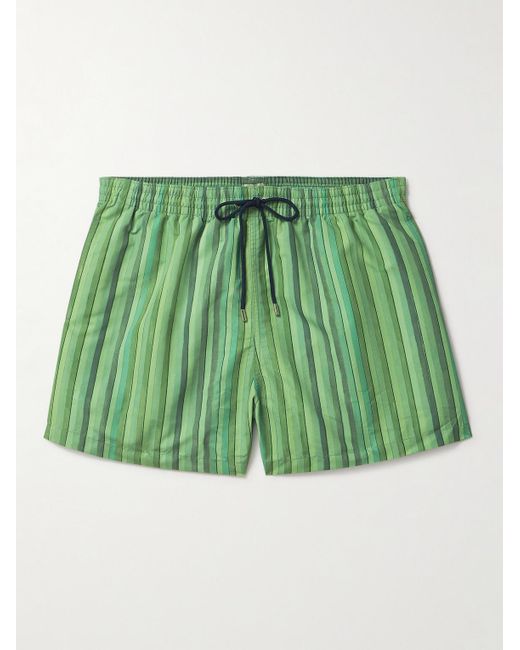 Shorts da mare medi a gamba dritta in tessuto riciclato a righe di Paul Smith in Green da Uomo