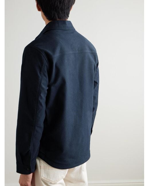 Mr P. Hemdjacke aus Moleskin aus einer Biobaumwollmischung in Blue für Herren