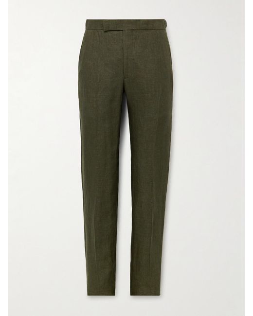 Richard James Green Chapman Slim-Fit Straight-Leg Linen Suit Trousers for men