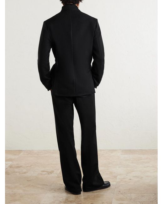 Saman Amel Black Nehru Wool Jacket for men