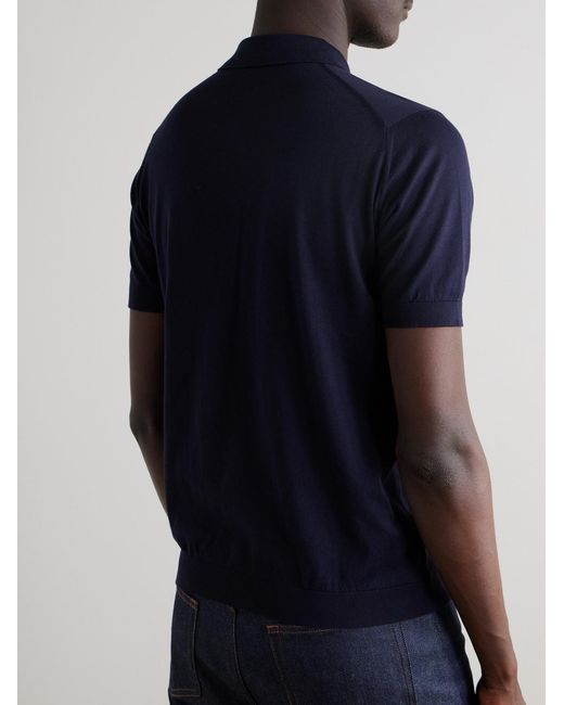 John Smedley Blue Adrian Slim-Fit Sea Island Cotton Polo Shirt for men