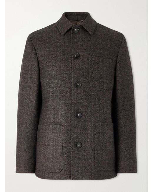 Canali Black Wool And Cashmere-Blend Overshirt for men