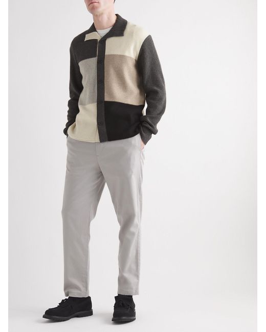 Mr P. Black Colour-Block Cashmere And Virgin Wool-Blend Shirt for men
